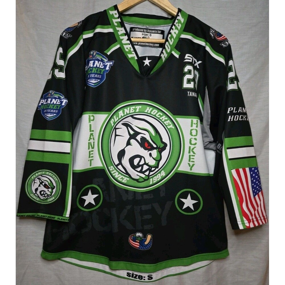 Dynamix XS Planet Hockey Jersey Stars STX #29 Tanabe Black Green White, Sz Small